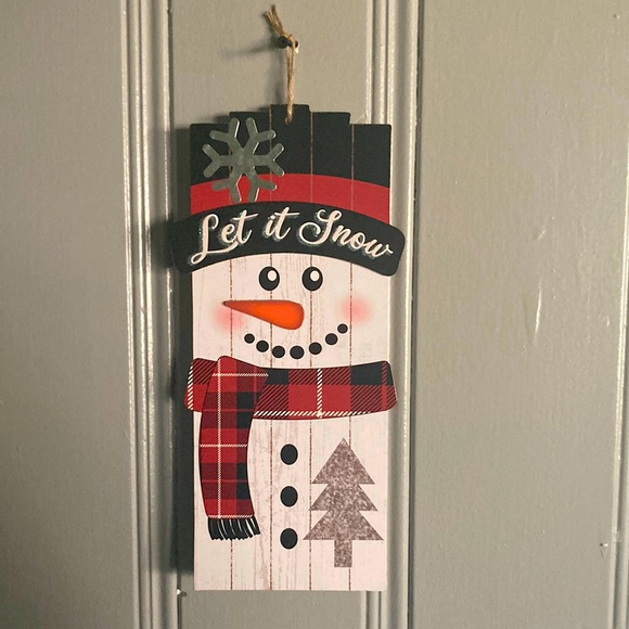 NWT Precious Holiday Glitter Let It Snow ⛄️ Snowman Decoration Sign w/ Metal ❄️ - Picture 3 of 11